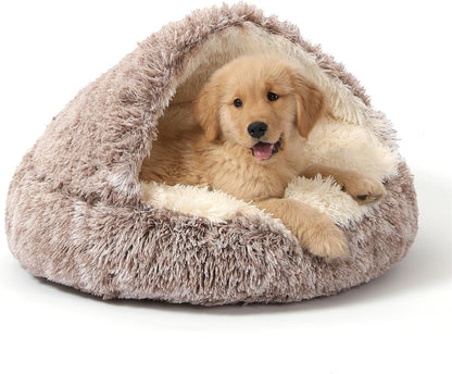 NOYAL round Hooded Donut Dog Bed for Small & Medium Pets - Plush Fluffy Anti-Anxiety Cat Cave Bed with Cover24