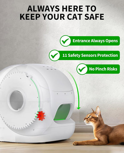 PETKIT Puramax 2 Automatic Self-Cleaning Cat Litter Box, App Control Automatic Litter Box with Safety Sensors, Odor Free & Anti-Leakage Basic Bundle Includes Trash Bags,2.4G Wifi & Low Entrance3