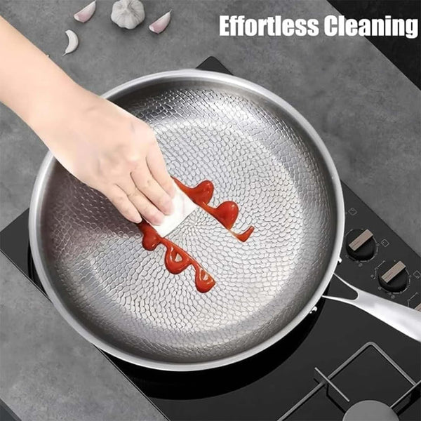Titanium Pan with Lid, 100% Pure Titanium Hammered Pans Pro for Cooking, Non Stick Titaniums Frying Pans Ultra-Durable & Scratch-Resistant, Perfect for Every Cooktop (With Lid,11.02 In)6