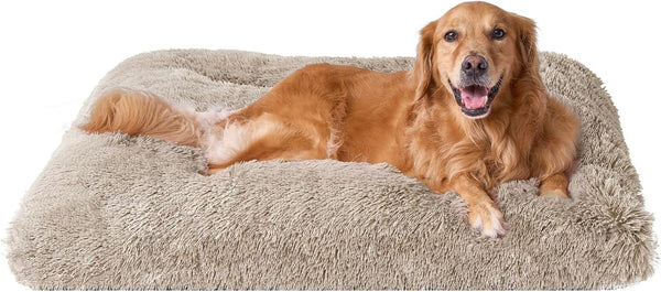 EHEYCIGA Fluffy Dog Crate Bed for Extra Large Dogs, Plush Faux Fur Pad, Calming anti Anxiety XL Bed for Crate, Washable Soft Warm Dog Mat with Non-Slip Bottom, Grey28