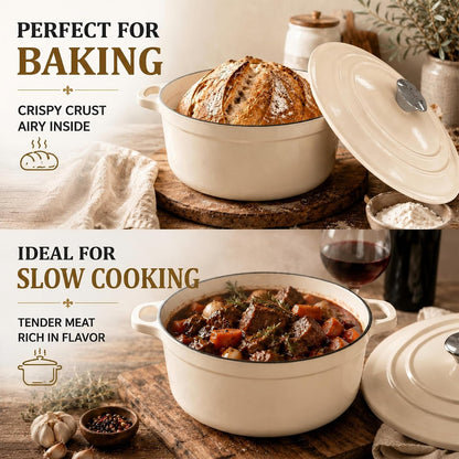 Enameled Cast Iron Dutch Oven Set - 4 Piece Cookware Set with Lids | 4.8Qt, 2.6Qt and 1.3Qt Dutch Ovens, Stackable Cast Iron Pots and Pans Sets for Bread Baking, Slow Cooking and Roasting, White2