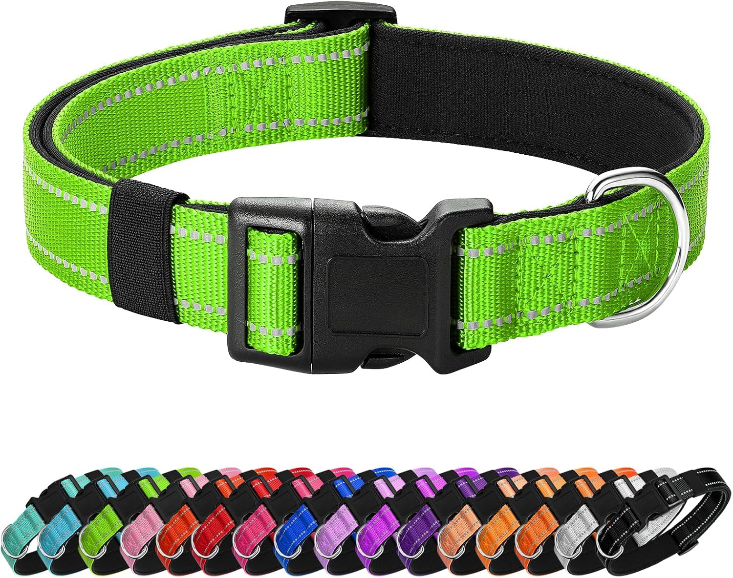 reflective-dog-collar-padded-with-soft-neoprene-breathable-quick-release-basic-dog-collars-for-medium-dogs-purple-girl
