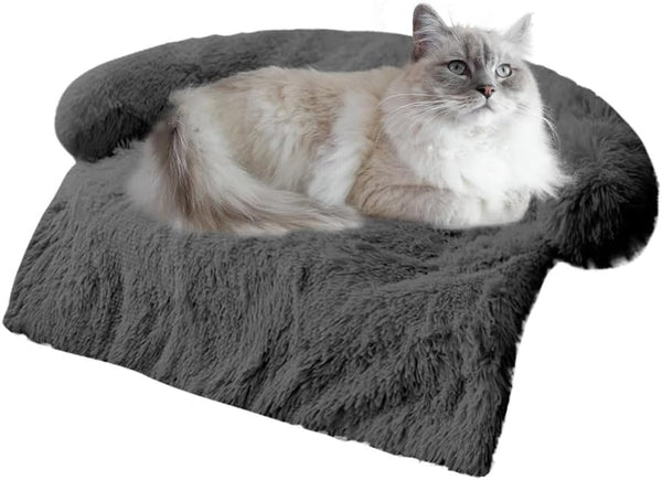 Calming Dogs/Cats Bed Mats, Dog Pad Washable Removable Couch Cover, Plush Long Fur Mat for Pets, Waterproof Lining, Perfect for Small, Medium and Large Dogs and Cats (Gradient Gray, 36"X31")13