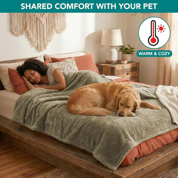 Petami Fluffy Waterproof Dog Blanket for Couch and Bed, Reversible Sherpa Pet Throw, Pee Proof Furniture Protector Sofa Cover, Washable Cat Blanket for Medium Large Dogs and Cats (Taupe Camel, 60X80)4