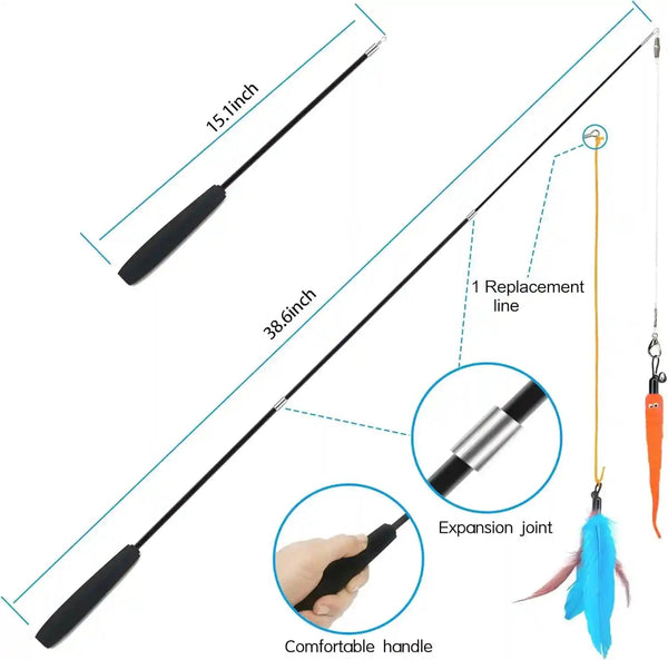 ZPH Cat Toys Interactive for Indoor Cats,2Pcs Retractable Cat Wand,9Pcs Teaser Toys&1Pcs Hanging Door Lure Kitten Toy,Interactive Feather Toy for Teaser Play and Chase Exercise with Kitten5
