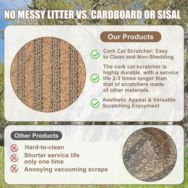 Natural Cork-Cat Scratch Pad-Cat Scratch Mat Rug-Avoid Cat Couch Protector-Cat Scratch Furniture Protector for Post/Sofa/Floor-Indoor Wall Scratchers-Cat Scratching Carpets-Stretching-Kitty Gifts3