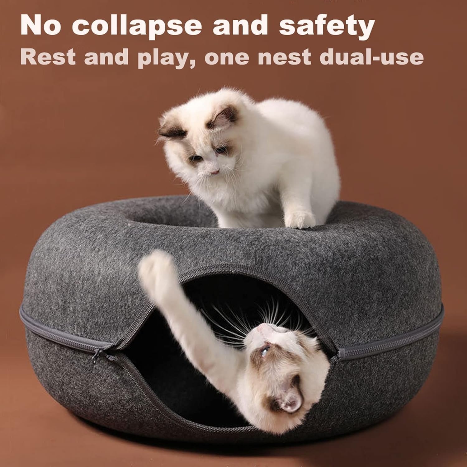 large-cat-tunnel-bed-for-indoor-cats-with-3-toys-scratch-resistant-donut-cat-bed-up-to-30-lbs-l-24x24x11-dark-grey