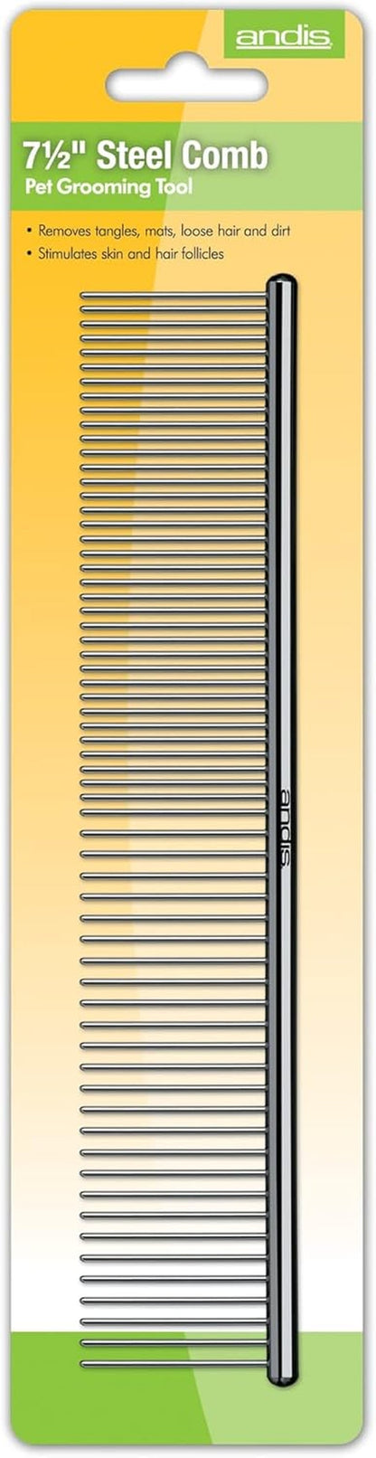 Andis 65730 Stainless-Steel Comb for Knots, Mats & Loose Hair Removal - Effective Dematting Tool, Comfortable, Lightweight, Portable & Safe for Dogs, Cats & Pets – Silver, 7-1/2-Inch3