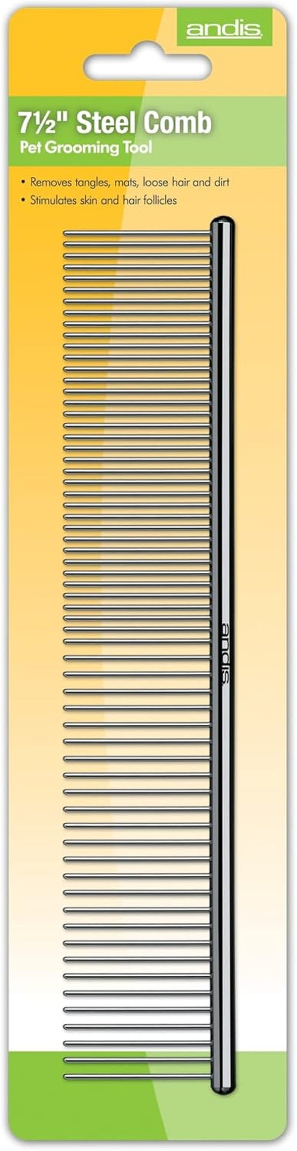 Andis 65730 Stainless-Steel Comb for Knots, Mats & Loose Hair Removal - Effective Dematting Tool, Comfortable, Lightweight, Portable & Safe for Dogs, Cats & Pets – Silver, 7-1/2-Inch3