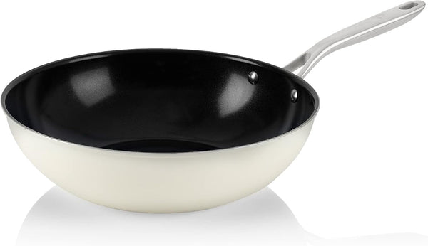 Techef Collection | Ceramic Nonstick Flat Bottom Wok Stir Fry Pan, Nontoxic - Free of PFAS, PFOA, PTFE (Wok 12")7