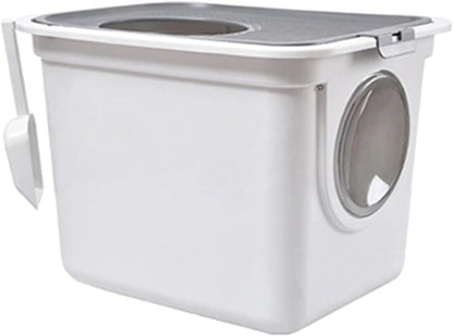 Dog Potty Training Toilet ﻿ Large Closed Cat Litter Box Pan Double Door Design Potty Top Entry Type Anti-Splashing Supplies with Pet Plastic Scoop(B)7