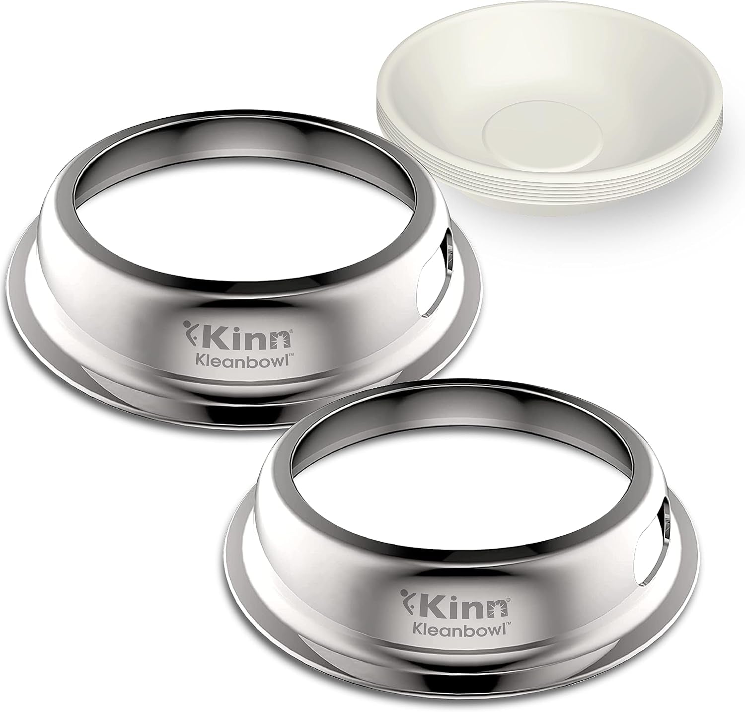 kinn-kleanbowl-pet-bowl-stainless-steel-frame-8-oz-pack-of-1-compostable-refills-spill-proof-stable-disposable-easy-cleaning-no-plastic