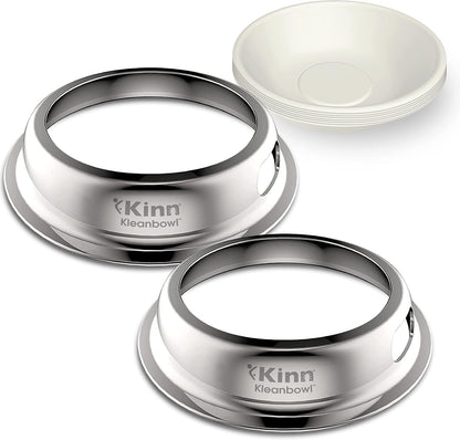 Kinn Kleanbowl Pet Bowl Stainless Steel Frame, 8 Oz (Pack of 1) | Compostable Refills, Spill-Proof Stable, Disposable, Easy Cleaning, No Plastic19