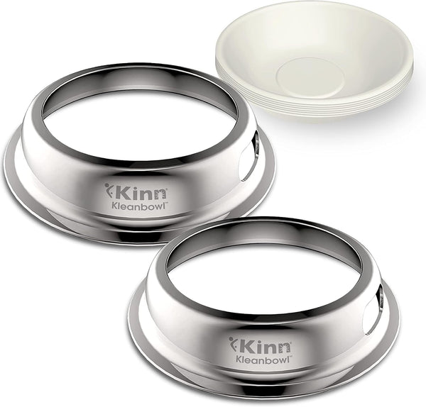 Kinn Kleanbowl Pet Bowl Stainless Steel Frame, 8 Oz (Pack of 1) | Compostable Refills, Spill-Proof Stable, Disposable, Easy Cleaning, No Plastic19