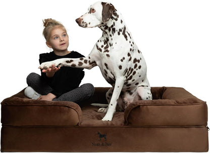 NOAH & PAW Large Dog Bed, 35X25X11 Inch, Orthopedic Dog Beds, Eggshell Memory Foam Infused with Cooling Gel, Inner Cover, Water Resistant, Machine Washable (Faux Leather)18