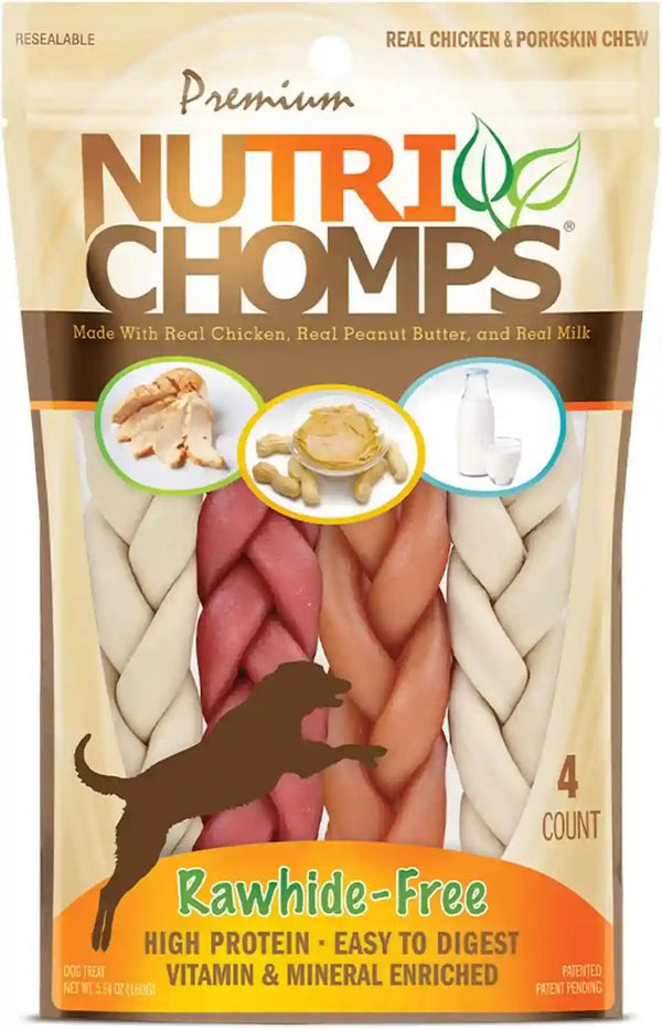Nutrichomps Rawhide-Free Dog Chews, 6 in Braids, Chicken, PB, Milk, 10 Ct | a Rawhide-Free Chew That'S Gentle and Easy to Digest, Made with the Real, Wholesome Ingredients Dogs Love9