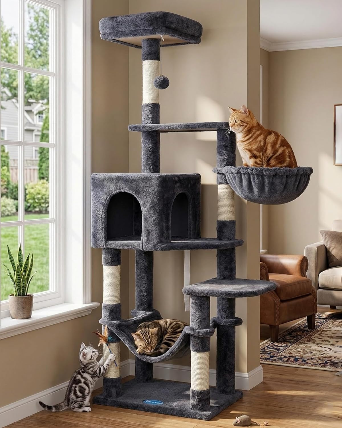 hey-brother-cat-tree-with-large-hammock-multi-level-cat-tower-for-indoor-cats-cat-condo-with-sisal-covered-scratching-posts-and-top-perch-light-gray-mpj050w