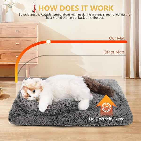 Tailtastic Self Warming Cat Bed with U-Shaped Neck Support Pillow 24"X18" | Heat-Reflective Layer,Orthopedic Support,Milk Fleece & PP Cotton Fill, Non-Slip Bottom, Fits Crates, Sofas & Windows2