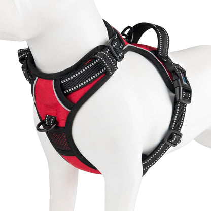PHOEPET No Pull Dog Harness Medium Reflective Front Clip Vest with Handle, Adjustable 2 Metal Rings 2 Buckles(M, Grey)9