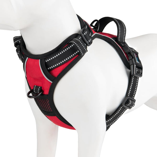 PHOEPET No Pull Dog Harness Medium Reflective Front Clip Vest with Handle, Adjustable 2 Metal Rings 2 Buckles(M, Grey)9