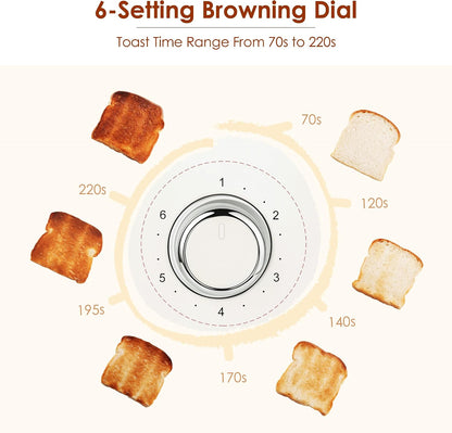 2 Slice Toaster Retro Stainless Steel with Bagel, Cancel, and Defrost Functions, 6 Bread Shade Settings, Extra Wide Slots and Removable Crumb Tray, Cream6