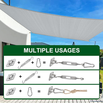 80Pcs Shade Sail Hardware Kit 6 Inch for Triangle Rectangle Sun Shade | Sun Shade Hardware Kit, 304 Grade Stainless Steel Turnbuckles & Brackets for Outdoor Patio Shade Canopy Tarp5