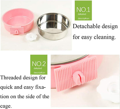 Stainless Steel Removable Pet Food Bowl, Anti-Overturn Water Feeder Container, Suitable for Small Dog/Cat/Rabbit, 2 Set of Crate Bowls, Easy to Install and Clean5