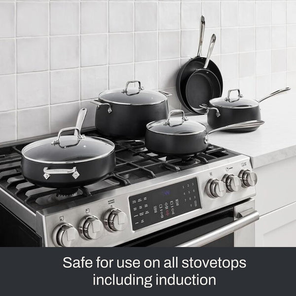All-Clad HA1 Expert Hard Anodized Nonstick Cookware Set (10 Piece) Pots, Frying Pans, Dishwasher-Safe, Oven-Safe up to 500°F Compatible with All Stovetops (Gas, Electric & Induction) - Black9