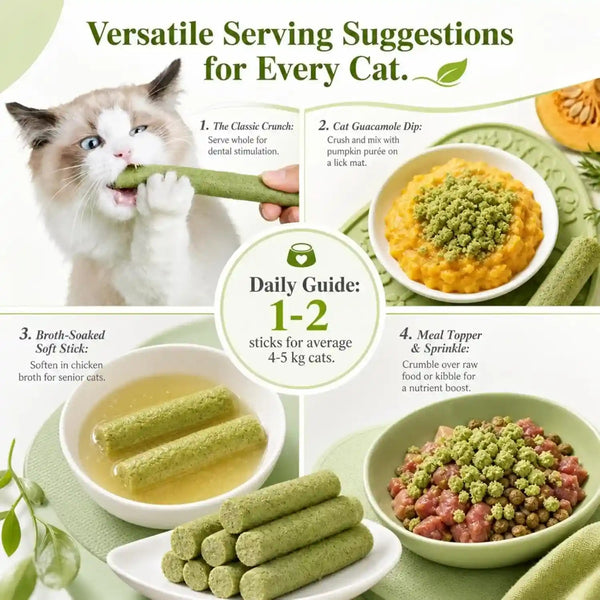 Cat Grass Treats, 7.05 Oz Natural Freeze Dried Cat Grass Teething Stick. | Grain-Free Edible Cat Chew Cat Grass Snack for Indoor Cats, Delectables Lickable Cat Treats.(200G)5