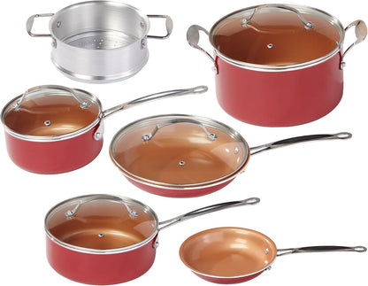 Red Copper 10 PC Copper-Infused Ceramic Non-Stick Cookware Set6
