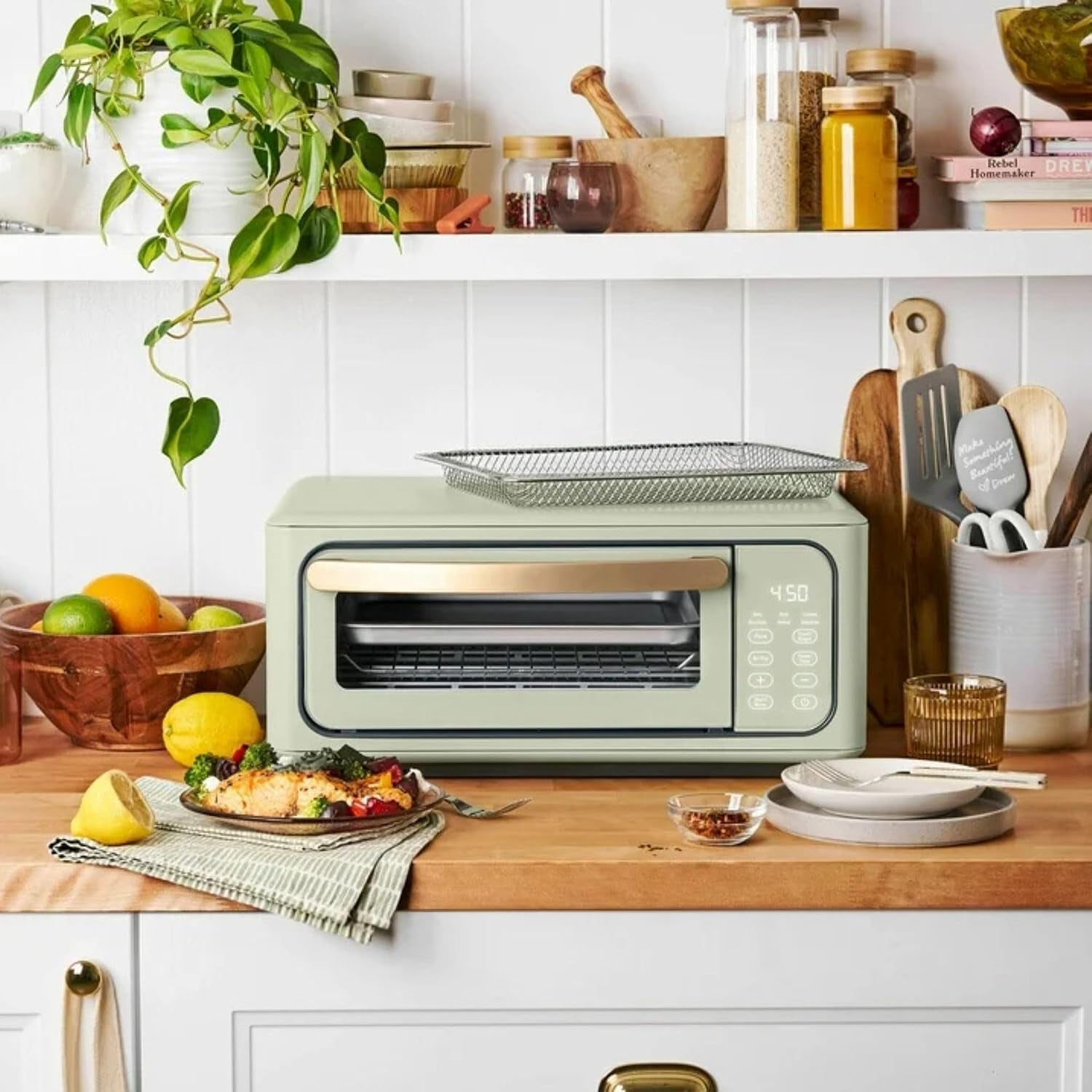 air-fryer-toaster-oven-combo-9-slice-large-capacity-infrared-countertop-oven-1800w-for-air-fry-bake-toast-stylish-modern-kitchen-design-sage-green