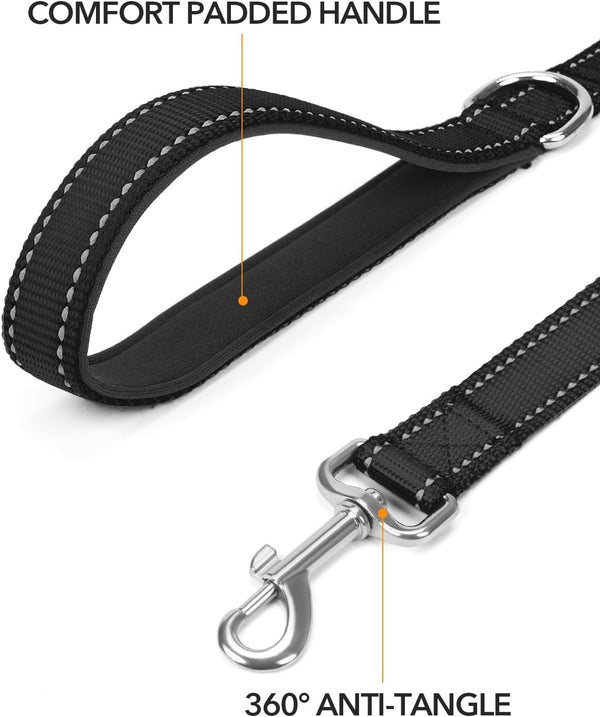 Taglory Reflective Dog Leash for Small Dogs, 3/4In X 6Ft, Black | Ideal for Night Walking, Strong for Sudden Pulls, Lightweight & Gentle on the Neck, Soft Padded Handle2