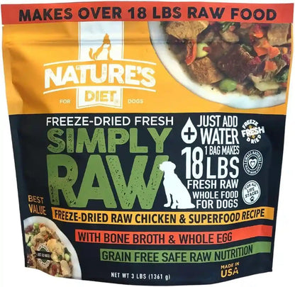 Nature'S Diet Simply Raw Freeze-Dried Whole Food Meal - Makes 18 Lbs Fresh Food with Muscle, Organ, Bone Broth, Whole Egg, Superfoods, Fish Oil Omega 3, 6, 9, Probiotics & Prebiotics (Beef)10