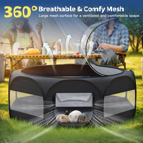 Small Animal Playpen, Chicken Brooder Box with Cover Top, Black | Portable Outdoor Exercise Pet Cage Tent, Waterproof Breathable Pet Playpen Indoor for Chick Ktiien Bunny Hamster Guinea Pig3
