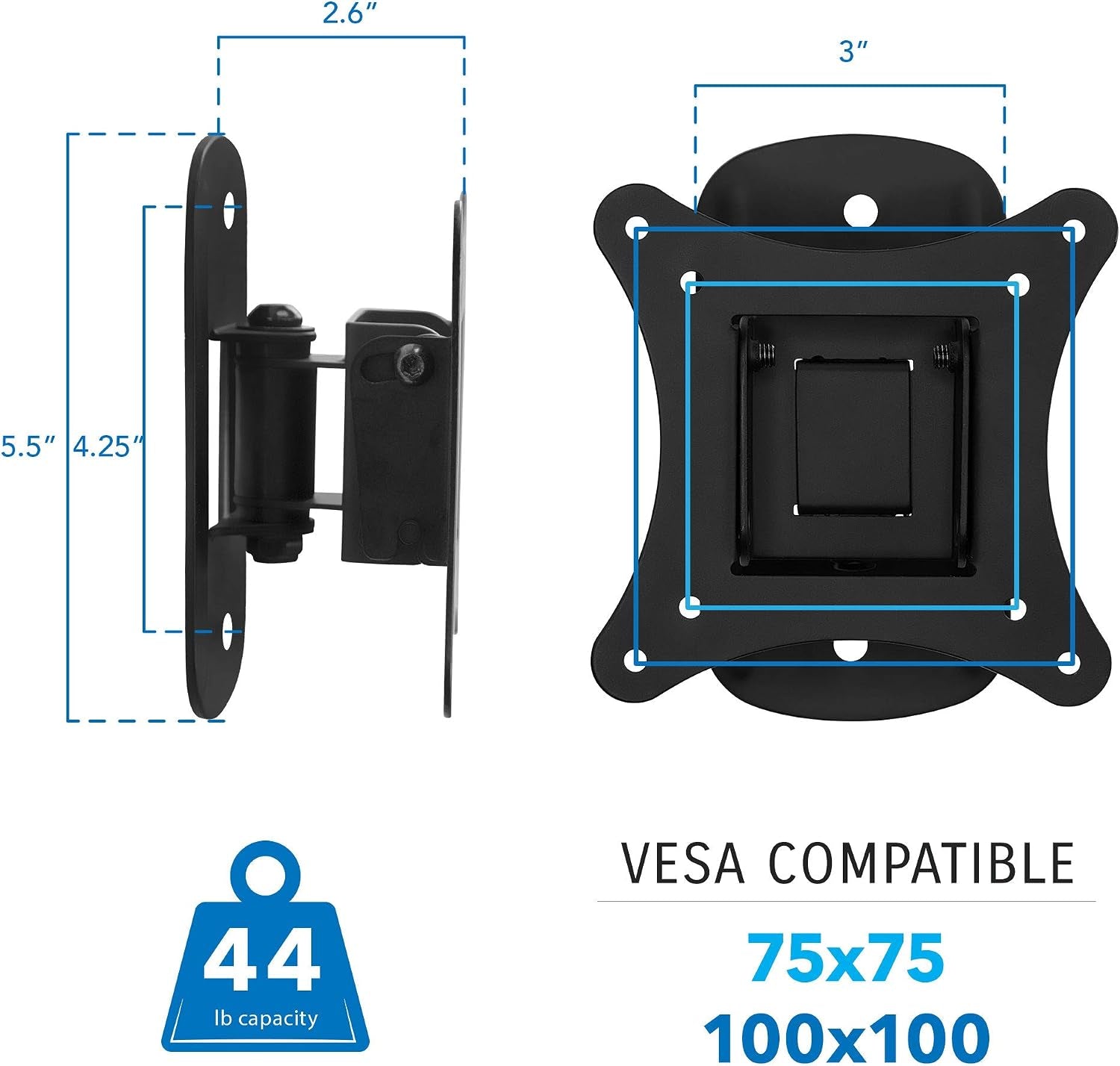 small-tv-wall-mount-for-19-32-inch-flat-screen-tvs-tilt-and-swivel-tv-wall-mount-low-profile-2-4-design-vesa-75x75-100x100-single-stud-installation-44-lb-capacity