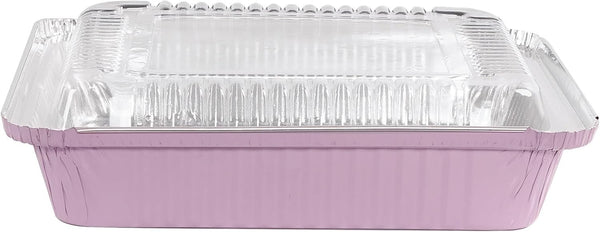 (40 Pack) 8X8 Square Aluminum Baking Cake Pans with Clear Lids - Pink Foil Pans with Lids - Disposable Food Containers Great for Cooking, Heating, Storing, Prepping Food8