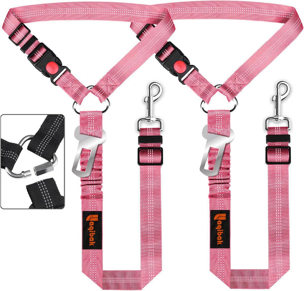 Removable Dog Seat Belt Harness for Car, 3 in 1 Pet Dog Car Seatbelt Leash, Retractable Restraint Secures to Vehicle Headrest & Adjustable Reflective Bungee Dog Seatbelt Tether, Blue and Black | Retractable Headrest-Mounted,Restraint & Adjustable Reflective Bungee Dog Seatbelt Tether,Blue and Black13