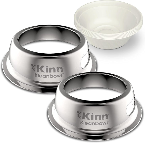 Kinn Kleanbowl Pet Bowl Stainless Steel Frame, 8 Oz (Pack of 1) | Compostable Refills, Spill-Proof Stable, Disposable, Easy Cleaning, No Plastic11