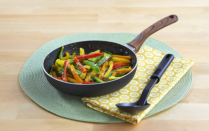 USA Woodlook 8" Black Stone Fry Pan Handle and Speckled Nonstick Interior, 8" | Ideal for Stir-Frying, Great for Everyday Cooking8