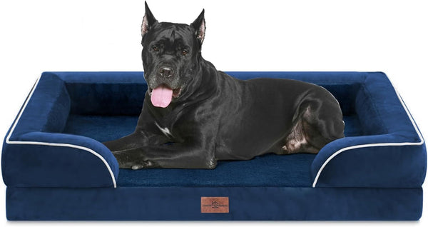 Comfort Expression Orthopedic Dog Bed for Extra Large Dogs with Bolster | Waterproof Dog Couch Bed with Washable Cover & Non-Slip Bottom, Supportive Egg Crate Foam XL Pet Bed, 42X30 Inch85