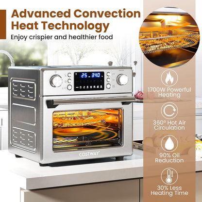 14-In-1 Air Fryer Toaster Oven Combo | 1700W Dual Cook & 26 QT Large Capacity Stainless Steel Countertop Convection Oven LED Display, 7 Accessories3