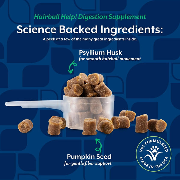 Naturvet Scoopables Hairball Aid for Cats - Helps Prevent & Eliminate Hairballs - Psyllium Husk & Pumpkin - Salmon Flavored Cat Health Supplement - Tastes like Treats & Prevents Hairballs | 5.5Oz Bag4