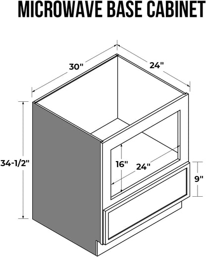 Solid Wood RTA 30" Microwave Base Cabinet,Kitchen Oven Cabinet - with 1 Full Overlay Drawer (Frame Dimension: 24''W*16''H) (Jade Green, 30" Width X 24" Depth X 34 1/2" Height)2