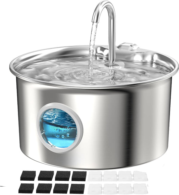 Cat Water Fountain Stainless Steel: Cat Fountain for Drinking - 88Oz/2.6L Pet Water Fountain for Cats Indoor - Quiet Cats Water Bowl Dispenser - Pets Feeding & Watering Supplies - for Small Animals10