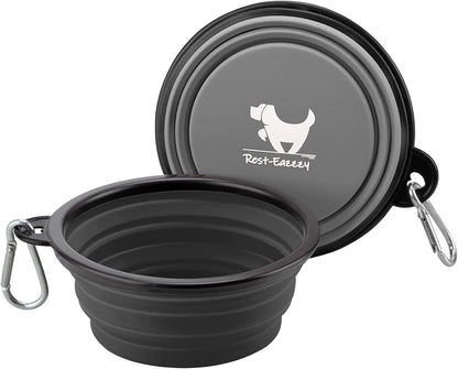 Collapsible Dog Bowls for Travel, 2-Pack Dog Portable Water Bowl for Dogs Cats Pet Foldable Feeding Watering Dish for Traveling Camping with Carabiners, BPA Free (Grey&Black, Small (Pack of 2))14
