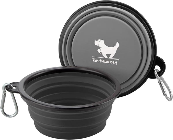 Collapsible Dog Bowls for Travel, 2-Pack Dog Portable Water Bowl for Dogs Cats Pet Foldable Feeding Watering Dish for Traveling Camping with Carabiners, BPA Free (Grey&Black, Small (Pack of 2))14