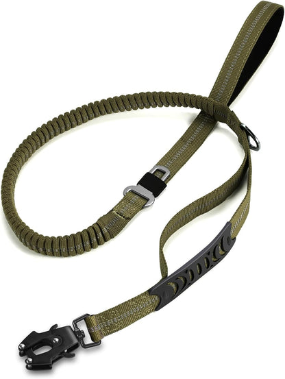 TINMARDA Heavy Duty Dog Leash with 2 Padded Handles & Advanced Easy Metal Clip, 4-6FT Shock Absorbing No Pull Dog Leashes for Medium Large Dogs That Pull (Army Green)1