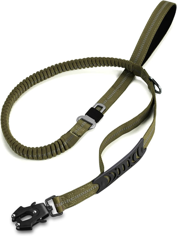 TINMARDA Heavy Duty Dog Leash with 2 Padded Handles & Advanced Easy Metal Clip, 4-6FT Shock Absorbing No Pull Dog Leashes for Medium Large Dogs That Pull (Army Green)1