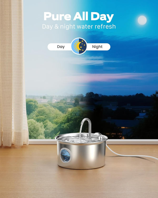 Cat Water Fountain Stainless Steel: Cat Fountain for Drinking - 88Oz/2.6L Pet Water Fountain for Cats Indoor - Quiet Cats Water Bowl Dispenser - Pets Feeding & Watering Supplies - for Small Animals4
