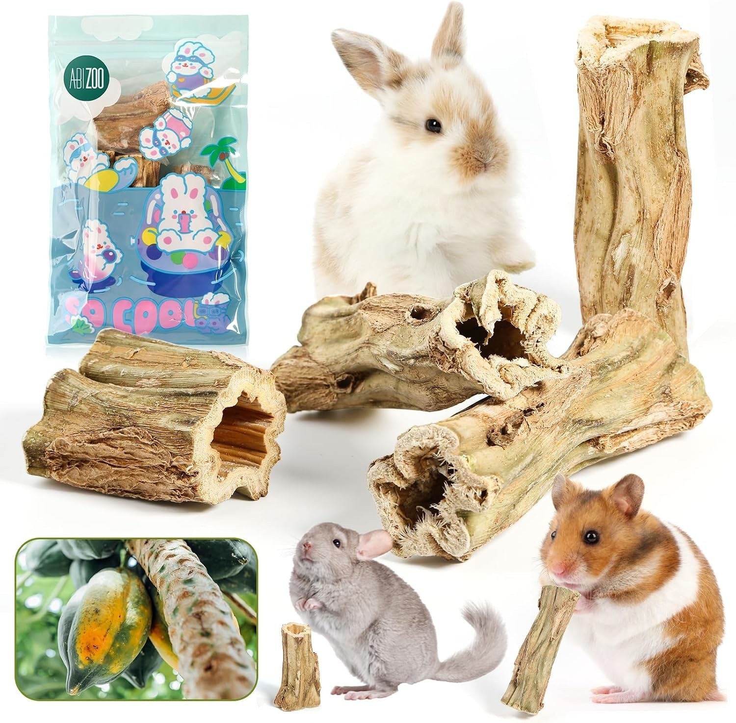 abizoo-natural-bunny-chew-toys-6-pcs-organic-papaya-wood-sticks-chew-toys-for-rabbit-hamster-guinea-pig-chinchilla-gerbil-rat-healthy-chews-teeth-grinding-treats-squirrel-molar-snack